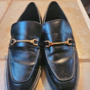 Zara black leather loafers